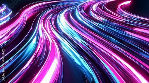 Interweaving Neon Highways in a Futuristic 3D Fluid Design