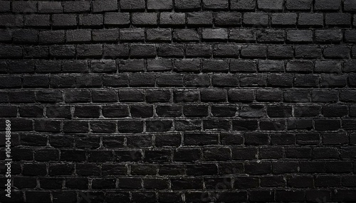 Black brick wall as background or wallpaper or texture 