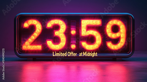 A digital clock displaying 23:59, creating a sense of urgency for a limited-time promotional offer.