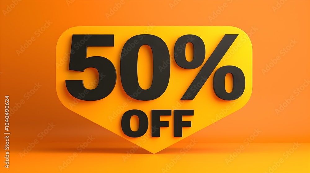 Black '50% OFF' Promotional Sign on a Orange Background with Copy Space Black '50% OFF' Promotional Sign on a Orange Background with Copy Space