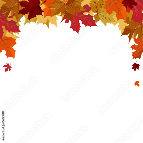 Vector isolated square frame of yellow dry maple autumn leaves. Border for text and lettering. Isolated flat illustration with brown plant for design, greeting card, banner, board, flyer, sale, poster