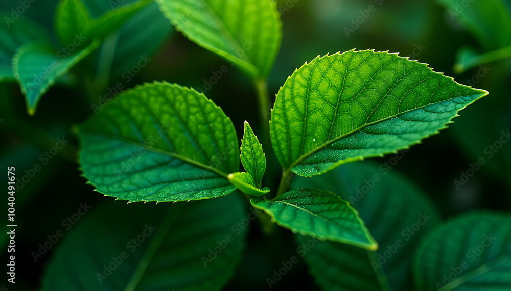 Close-up of vibrant green leaves showcasing intricate textures and details, representing fresh vegetation. Close-up of vibrant green leaves showcasing intricate textures and details, representing fresh vegetation.