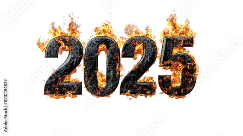 2025 burning numbers with flames