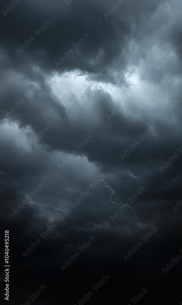 Lightning strikes through dark, stormy clouds. Lightning strikes through dark, stormy clouds.
