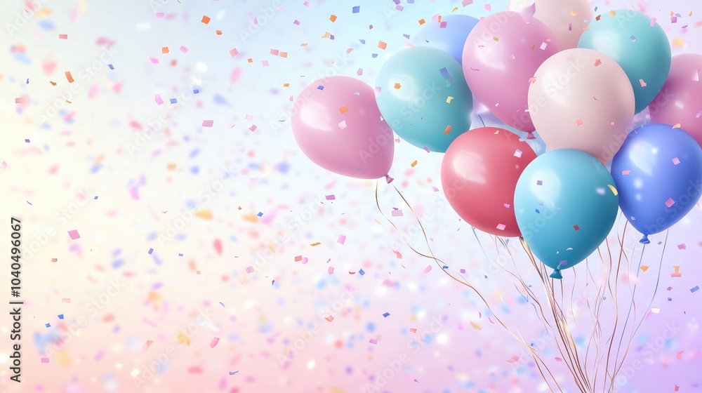 Vibrant celebration colorful balloons and confetti creating a festive atmosphere for joyous occasions Vibrant celebration colorful balloons and confetti creating a festive atmosphere for joyous occasions
