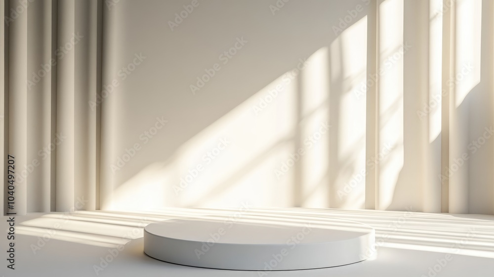 Minimalist white platform in soft natural light a modern interior design element for creative spaces Minimalist white platform in soft natural light a modern interior design element for creative spaces