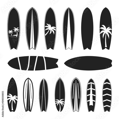 Surfboard surfing logo design vector file, Surfboard Beach silhouette icon design
