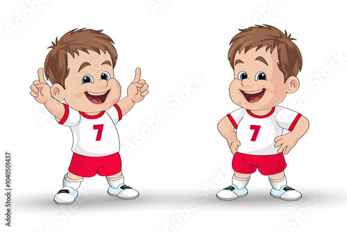 Little football player in football uniform vector format