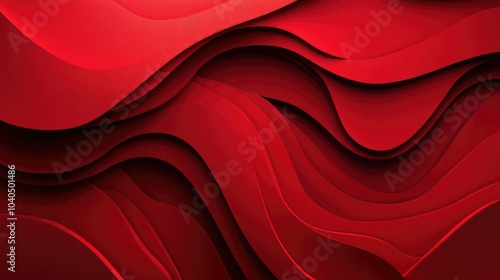 Dynamic waves of red exploring depth and texture in abstract design photo