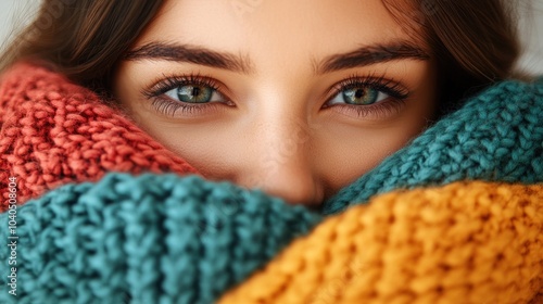 Woman browsing through racks of discounted autumn sweaters, symbolizing the fun of shopping during fall sales