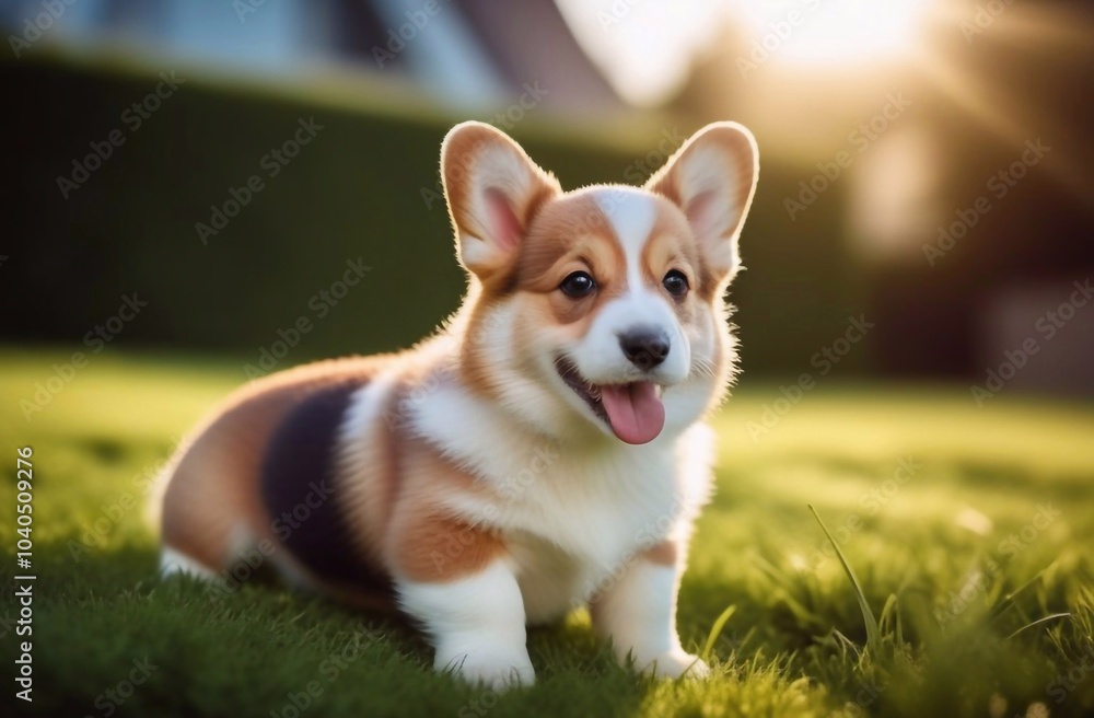 Corgi puppy on the lawn Corgi puppy on the lawn