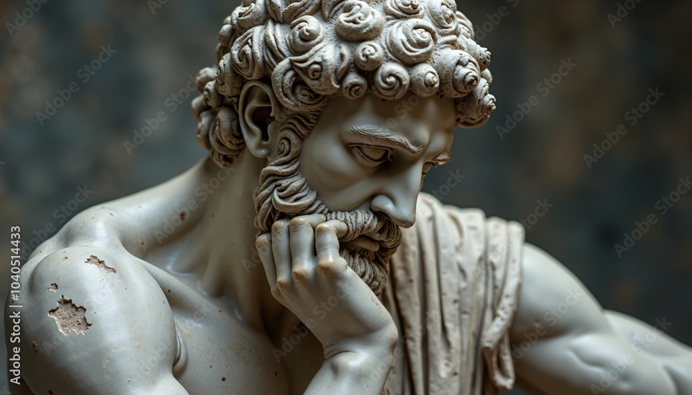 Stoic Greek And Roman Statues, Stoics And Stoicism, Philosophy, Motivational And Inspirational Themes With Copy Space