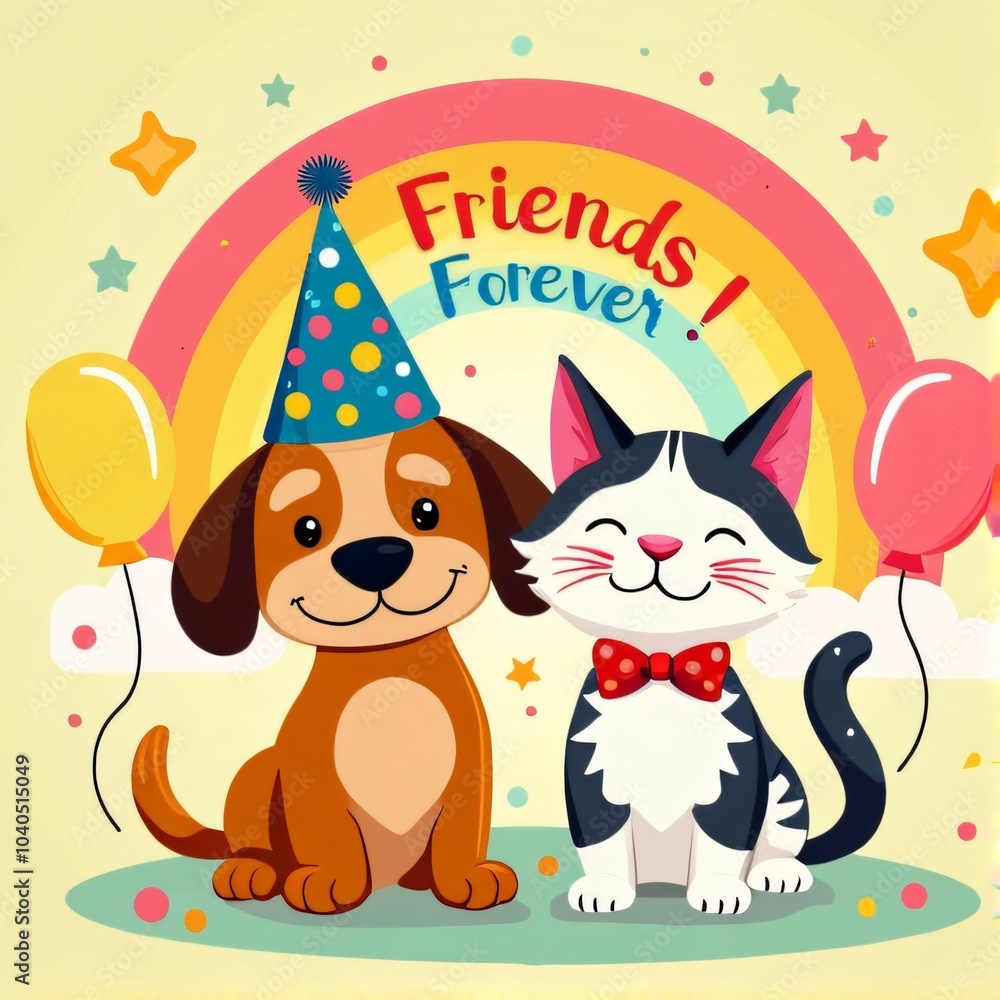 Kawaii Dog and Cat Friends Forever Design Kawaii Dog and Cat Friends Forever Design
