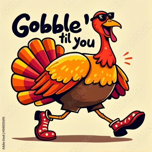 Gobble 'Til You Wobble! Cartoon Turkey Design