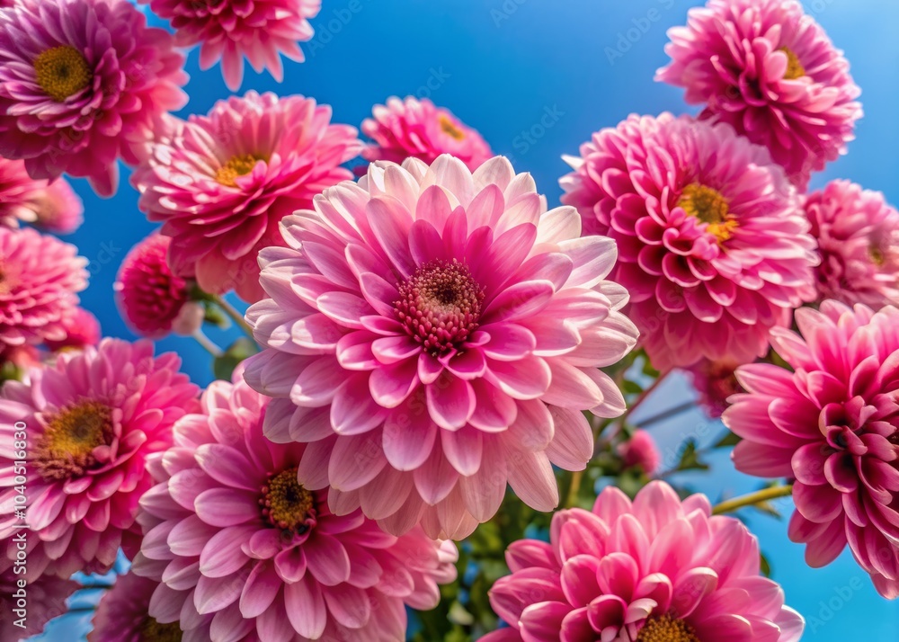 Fototapeta premium Aerial View of Pink Flowers Against Clear Sky