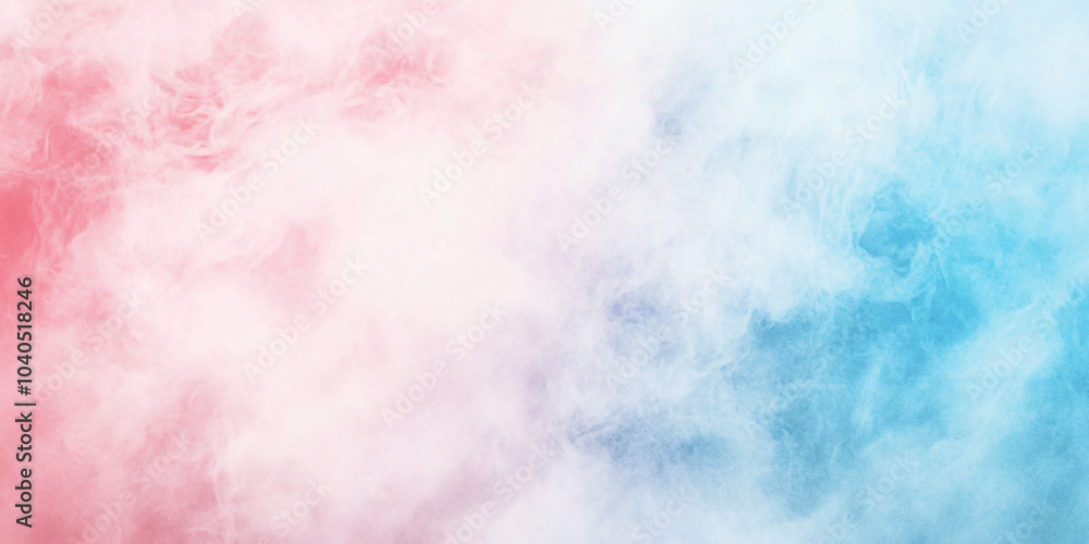 Fototapeta premium Soft pastel gradient background transitioning from light pink to baby blue with subtle grainy texture. The surface gives a calming and dreamy effect, perfect for designs that need a soft, gentle tone.