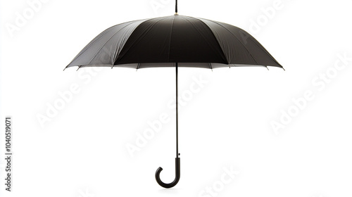 Black Umbrella Isolated on White Background Rain Protection Weather Classic Design