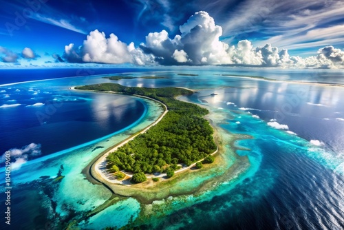 Aerial View of Funafuti, Tuvalu with Vibrant Waters