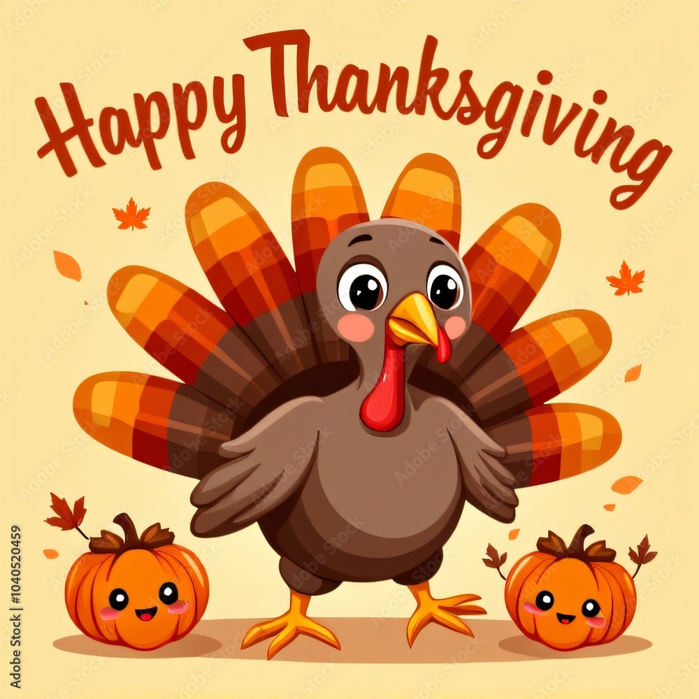 Kawaii Turkey Thanksgiving Design Graphic Kawaii Turkey Thanksgiving Design Graphic