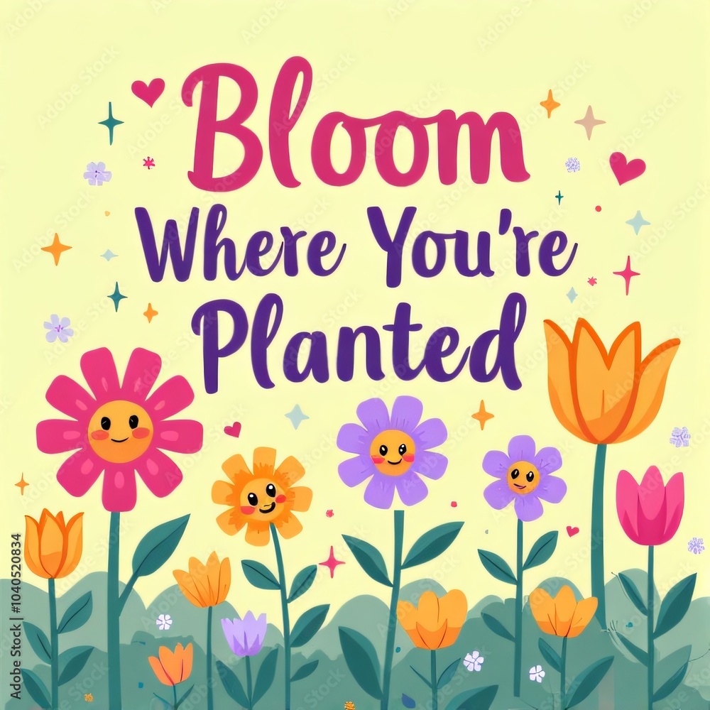Kawaii Flower Garden Bloom Where You're Planted Design Kawaii Flower Garden Bloom Where You're Planted Design