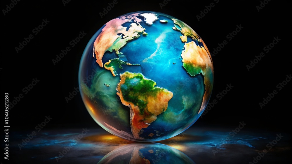 Artistic Globe on Black Background with Double Exposure Artistic Globe on Black Background with Double Exposure