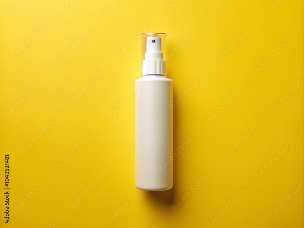 Soft Yellow Cosmetic Bottle Mockup on Bright Background Soft Yellow Cosmetic Bottle Mockup on Bright Background