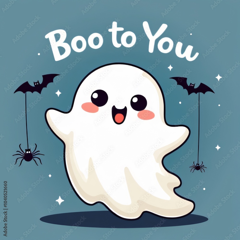 Fototapeta premium Cute Boo to You Halloween Ghost Illustration