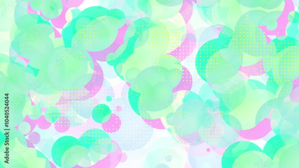 Colorful pop art circle geometrical in stop motion shapes, blinking and pulsating dots, creating for music stage, circle green pink visual art shows, techno music Colorful pop art circle geometrical in stop motion shapes, blinking and pulsating dots, creating for music stage, circle green pink visual art shows, techno music