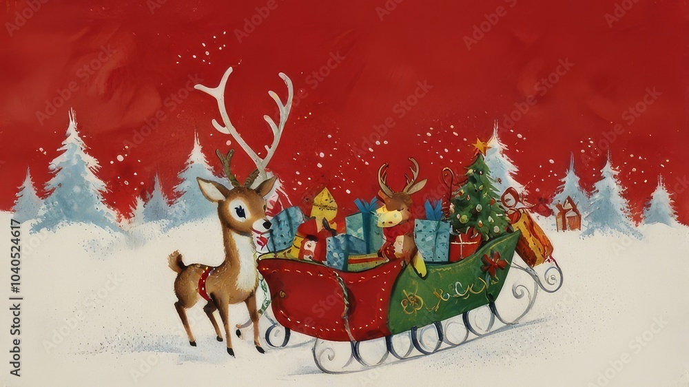 Reindeer toy with red nose Christmas background Reindeer toy with red nose Christmas background