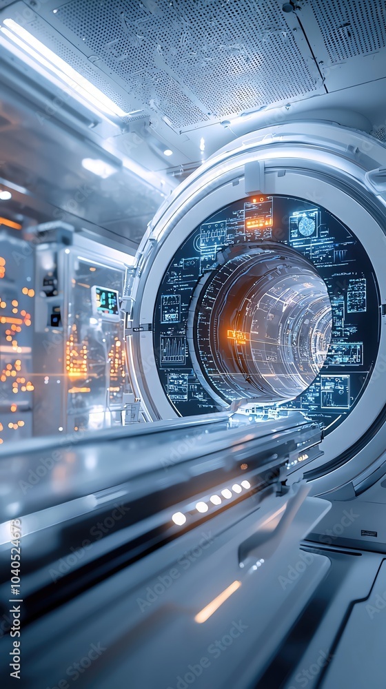 AI-assisted diagnoses Futuristic spacecraft interior, white isolate background AI-assisted diagnoses Futuristic spacecraft interior, white isolate background