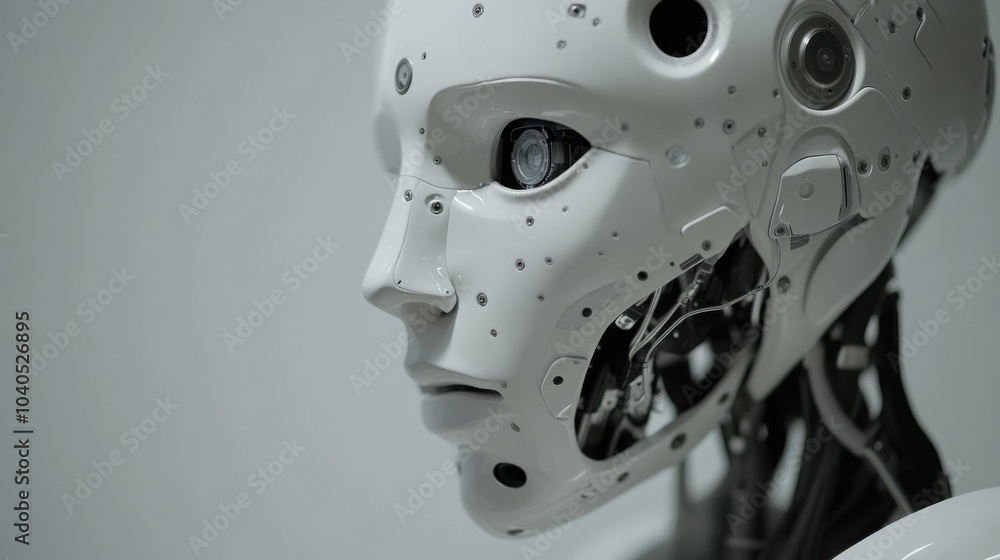A detailed close-up of a humanoid robot's integrated AI neural network, demonstrating cognitive processing and decision-making capabilities, Artificial intelligence technology style A detailed close-up of a humanoid robot's integrated AI neural network, demonstrating cognitive processing and decision-making capabilities, Artificial intelligence technology style