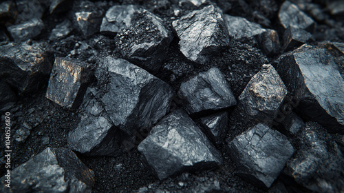 Black Coal Lumps Closeup Texture Rough Surface Natural Resource