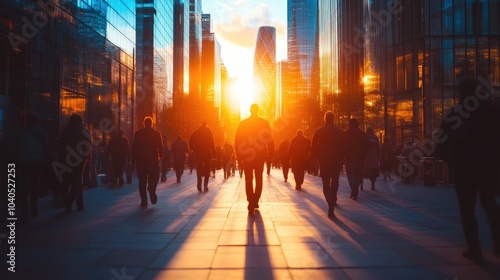 City Streets Alive with Evening Pedestrian Activity