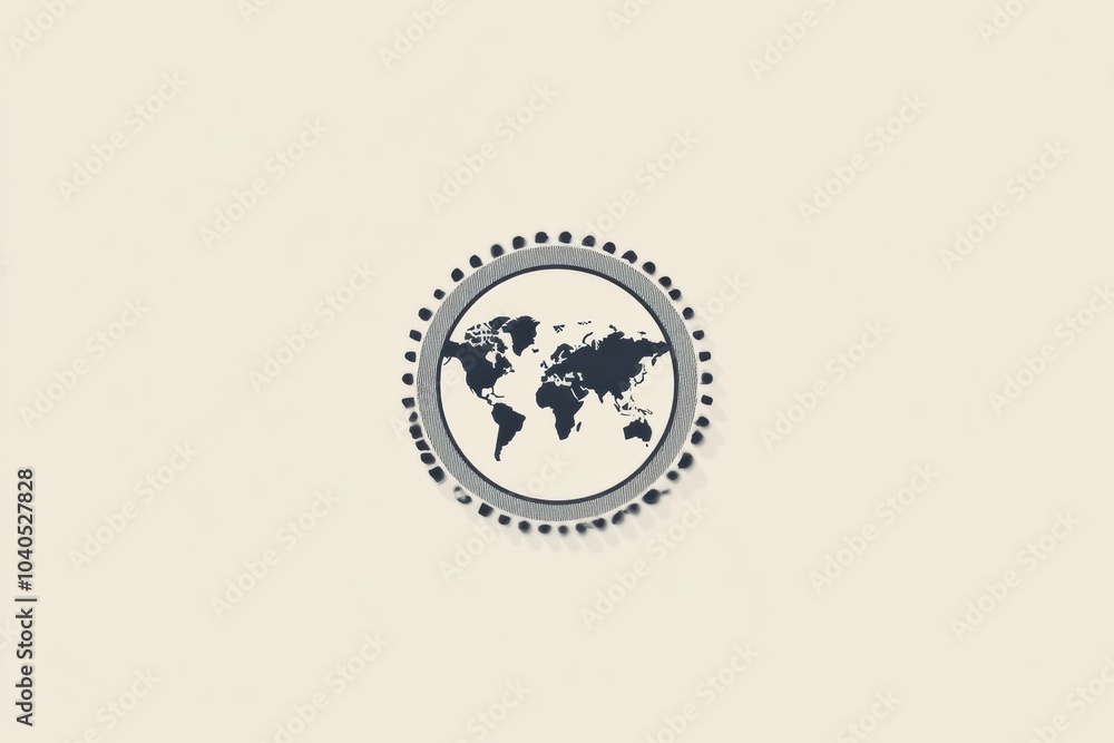 The design features a passport stamp silhouette against a gentle world map backdrop, capturing the essence of global travel adventures. Generative AI The design features a passport stamp silhouette against a gentle world map backdrop, capturing the essence of global travel adventures. Generative AI