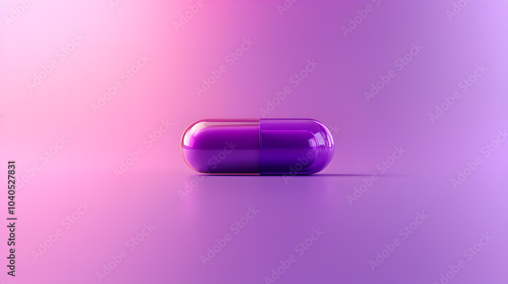 A Vibrant Purple Pill Resting Elegantly on a Soft Gradient Background A Vibrant Purple Pill Resting Elegantly on a Soft Gradient Background