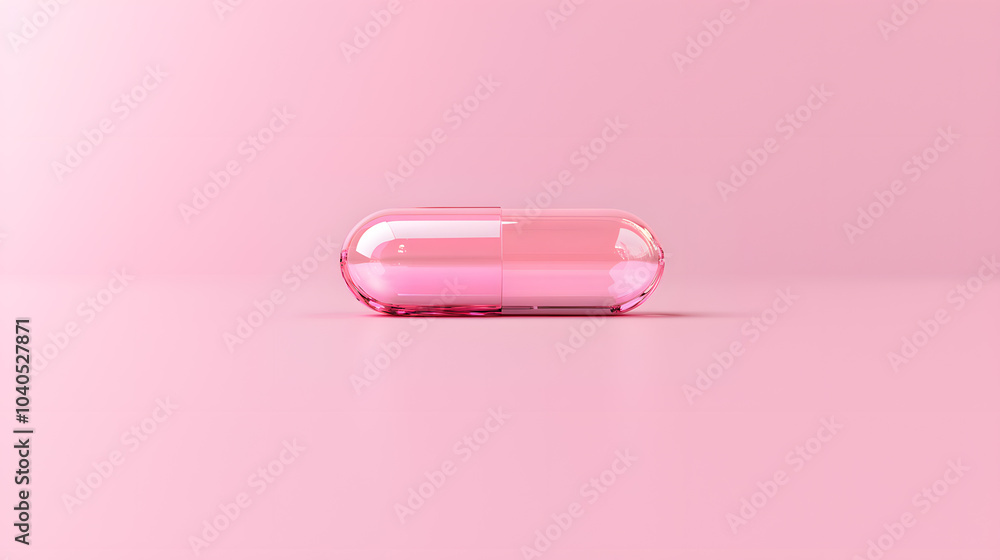 A Vibrant Pink Pill Resting on a Soft Pastel Background Ready to Enhance Wellness and Vitality A Vibrant Pink Pill Resting on a Soft Pastel Background Ready to Enhance Wellness and Vitality