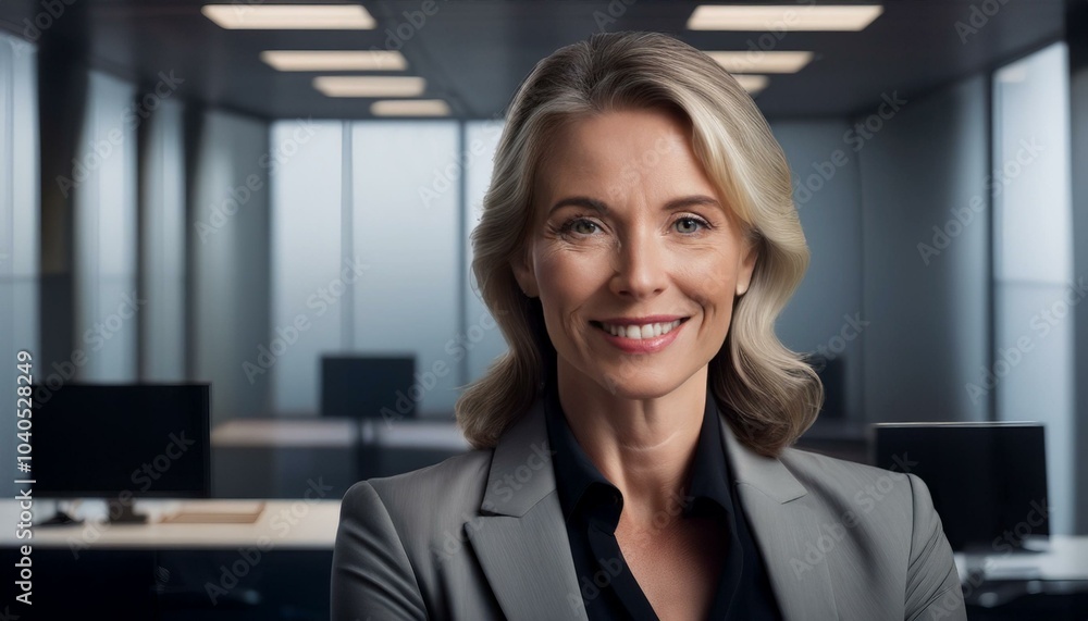 Portrait of a businesswoman in her office, smiling, looking confident Portrait of a businesswoman in her office, smiling, looking confident