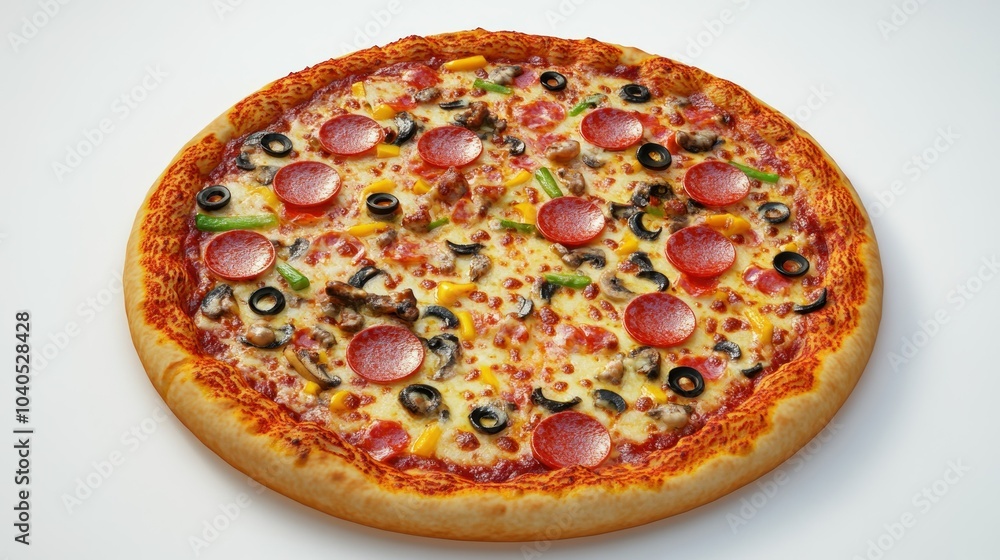 A Close-Up of a Delicious Pepperoni Pizza with Various Toppings A Close-Up of a Delicious Pepperoni Pizza with Various Toppings