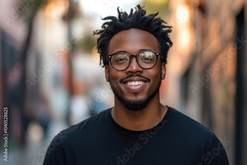 Joyful Black Man in Casual Wear Enjoying the Moment