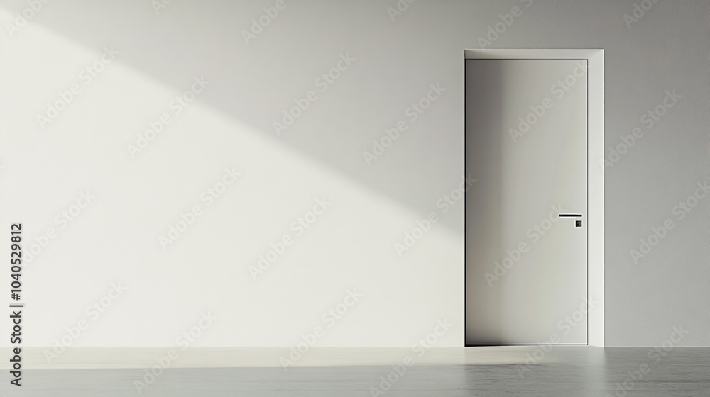 White Doorway with Sunlight on Empty Wall Minimalist Interior Design White Doorway with Sunlight on Empty Wall Minimalist Interior Design