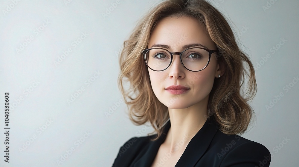 Professional Woman in Glasses Posing Confidently Professional Woman in Glasses Posing Confidently