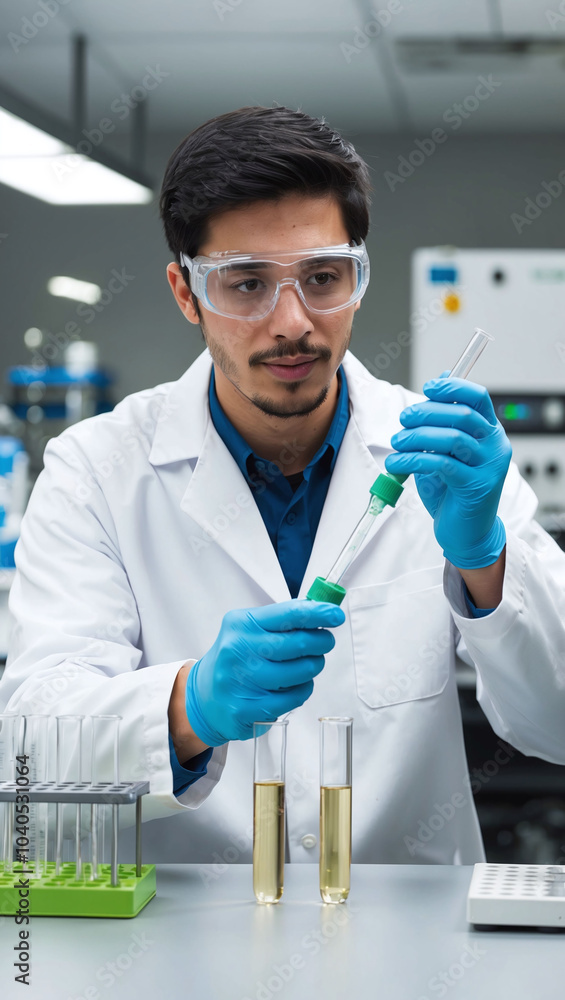 Scientist Conducting Experiment in Advanced Laboratory Scientist Conducting Experiment in Advanced Laboratory