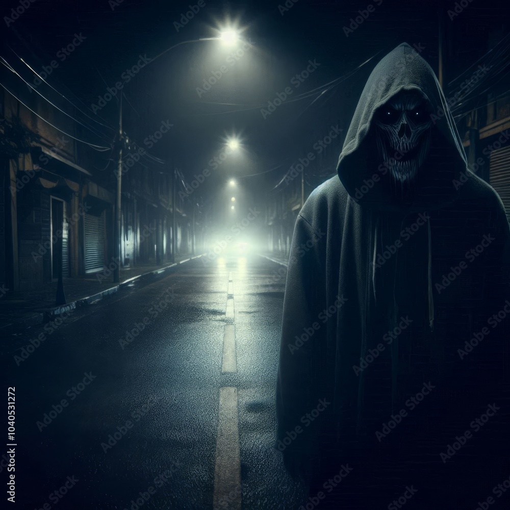 Sinister Figure Walking Through a Dark Alley Sinister Figure Walking Through a Dark Alley