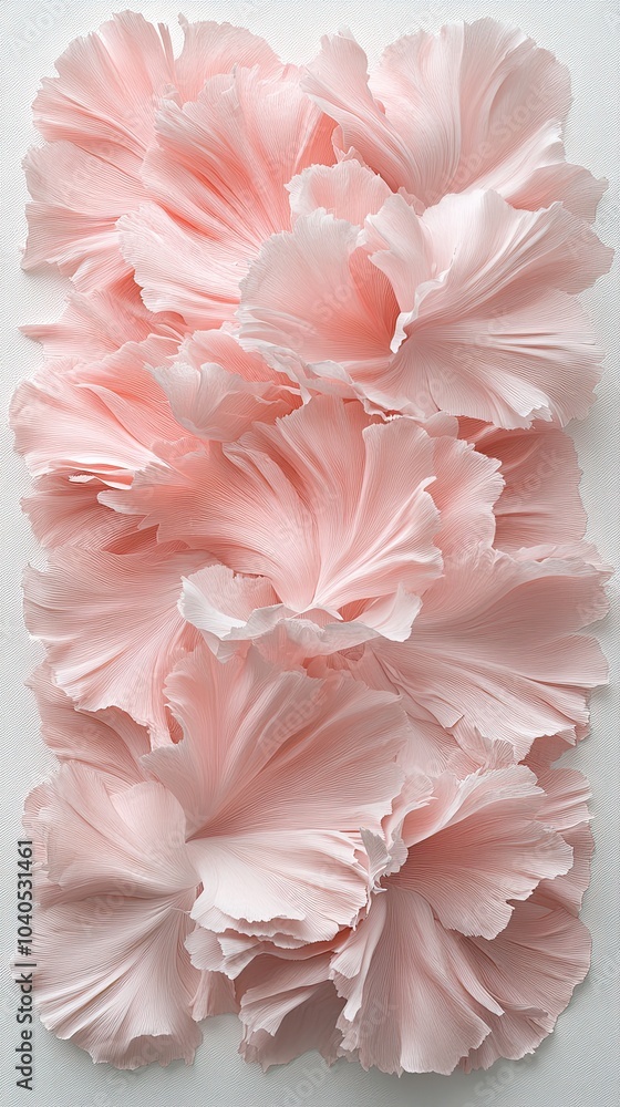 Soft light illuminates delicate pink cherry blossoms, presenting their intricate details against a serene white background in breathtaking clarity Soft light illuminates delicate pink cherry blossoms, presenting their intricate details against a serene white background in breathtaking clarity