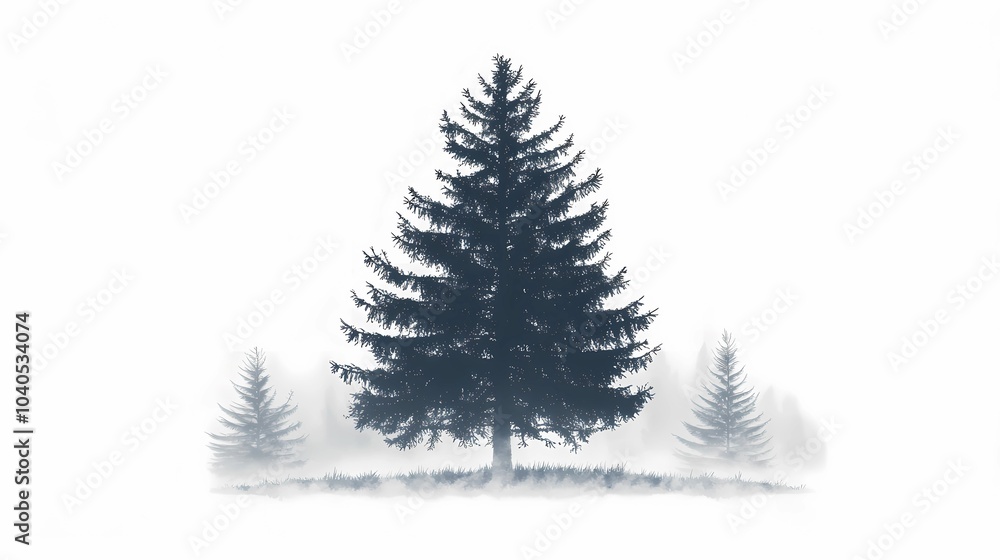 Autumn hidden in fog, , creating a calm and atmospheric landscape. Autumn hidden in fog, , creating a calm and atmospheric landscape.