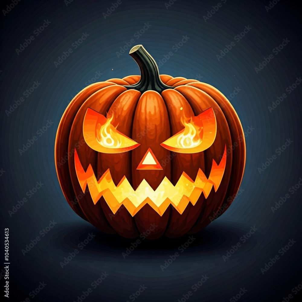 Fototapeta premium Fiery Glowing Jack-O'-Lantern