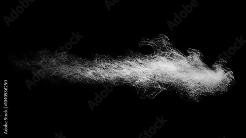 Soft white cloud with delicate edges, hovering on a black background, highly detailed and billowy
