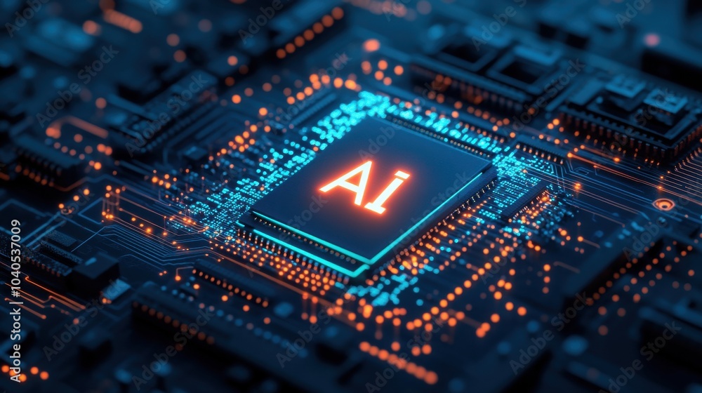 Close-Up of a Microprocessor with AI Technology Close-Up of a Microprocessor with AI Technology