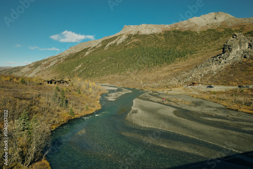 Denali national park Savage river Canyon trail view at fall, alaska