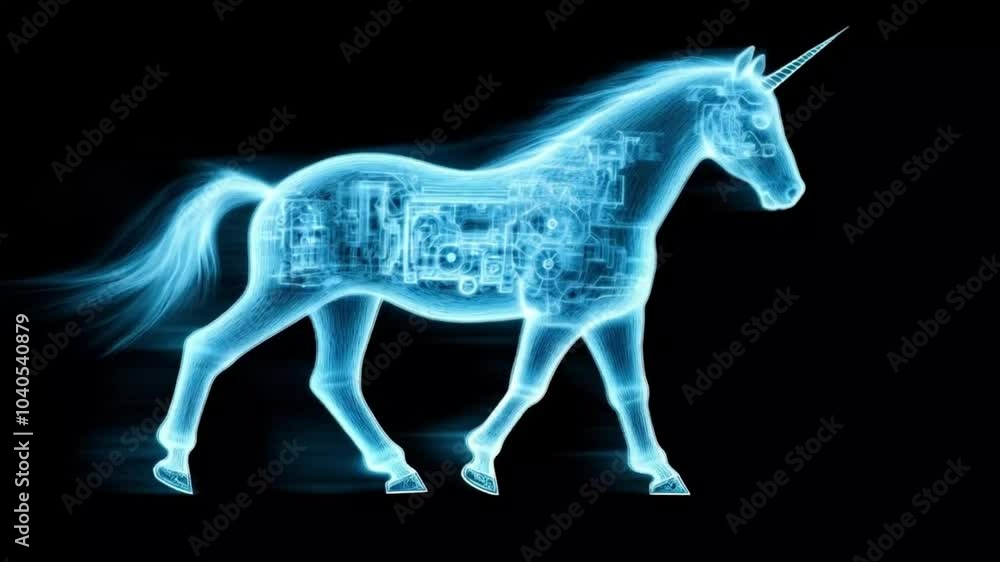 Digital Blueprint of a Mechanical Unicorn Digital Blueprint of a Mechanical Unicorn